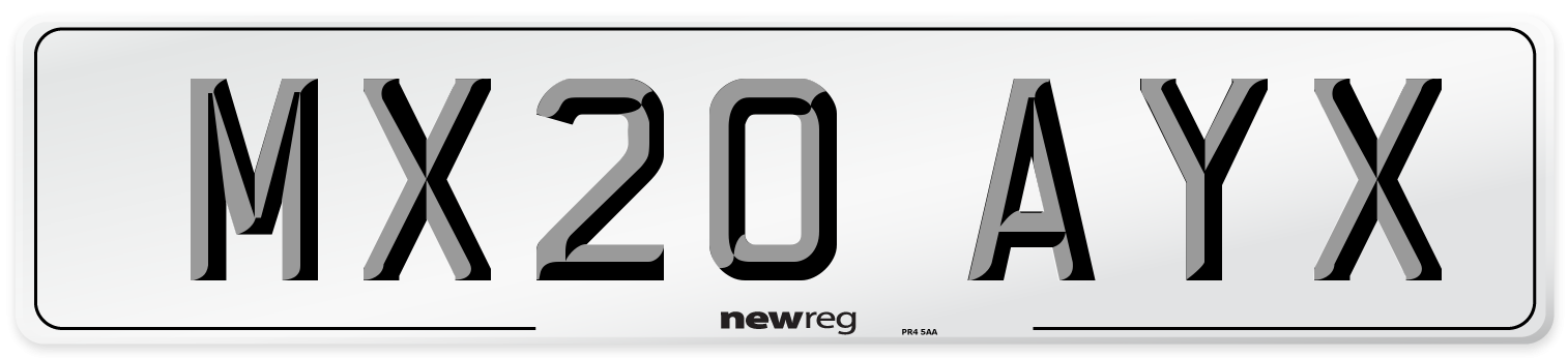 MX20 AYX Number Plate from New Reg
